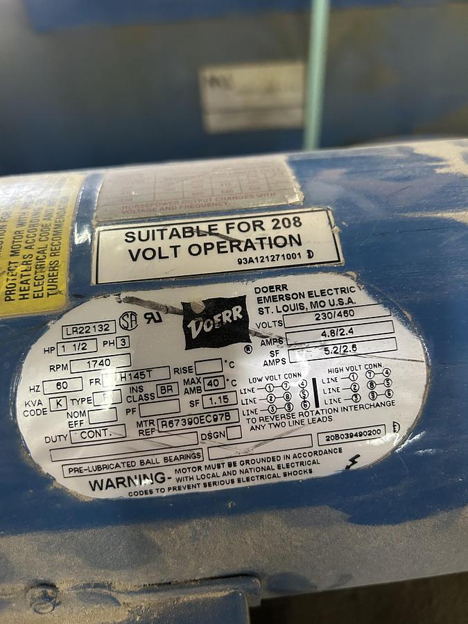 Used Magnalock Vacuum Pump, TV-142SB, 15Torr, 1.5HP, 230/460V