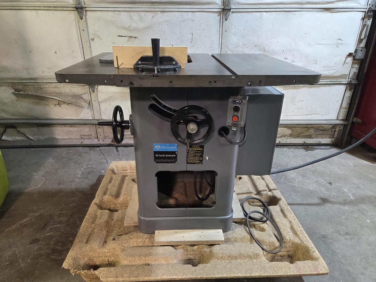 Used Rockwell 34-466 10" Unisaw Table Saw, 1977, 3HP Motor, 3 Phase