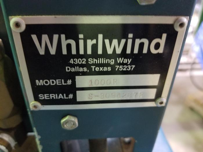 Used Whirlwind 1000R, 2 x 6 Inch Capacity, 4ft Roller Table, 4ft Whirlwind stop, 5HP, 1PH, Very Good Cond.