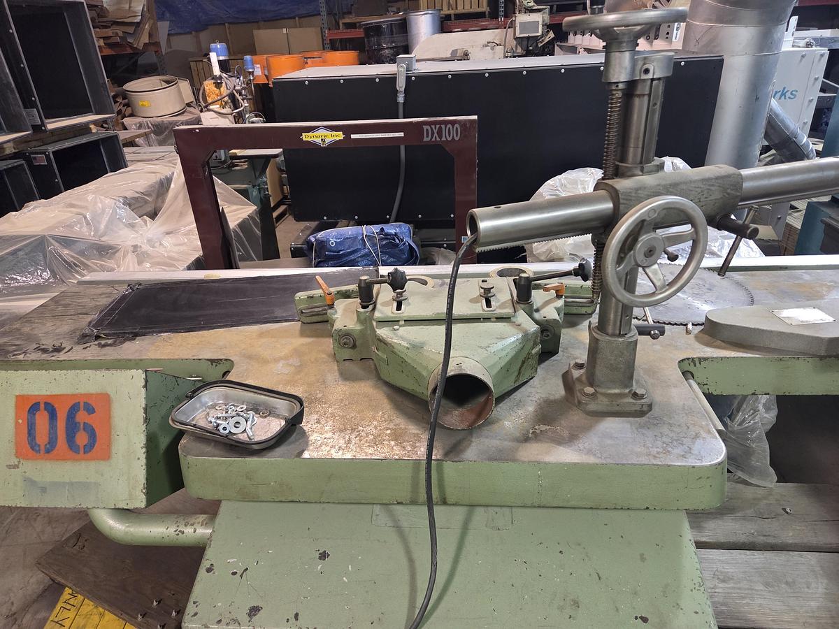 Used Schneider Long Bed Tilting Arbor Shaper SK 1 /2 with Schneider Power Feeder, to be cleaned, checked, 480V, 3PH