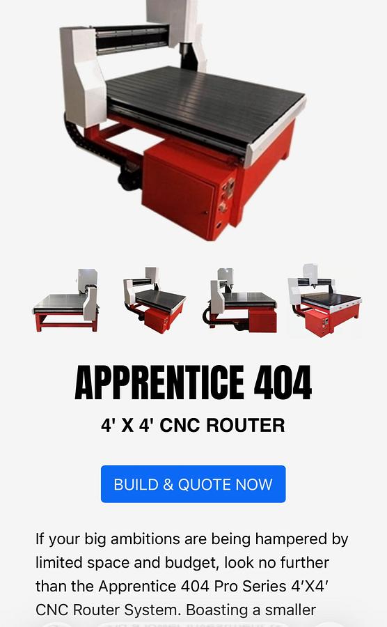 Used Industrial Apprentice 404 CNC Router, 230V, 3PH, Vacuum Pump, Rotary Phase Converter Included