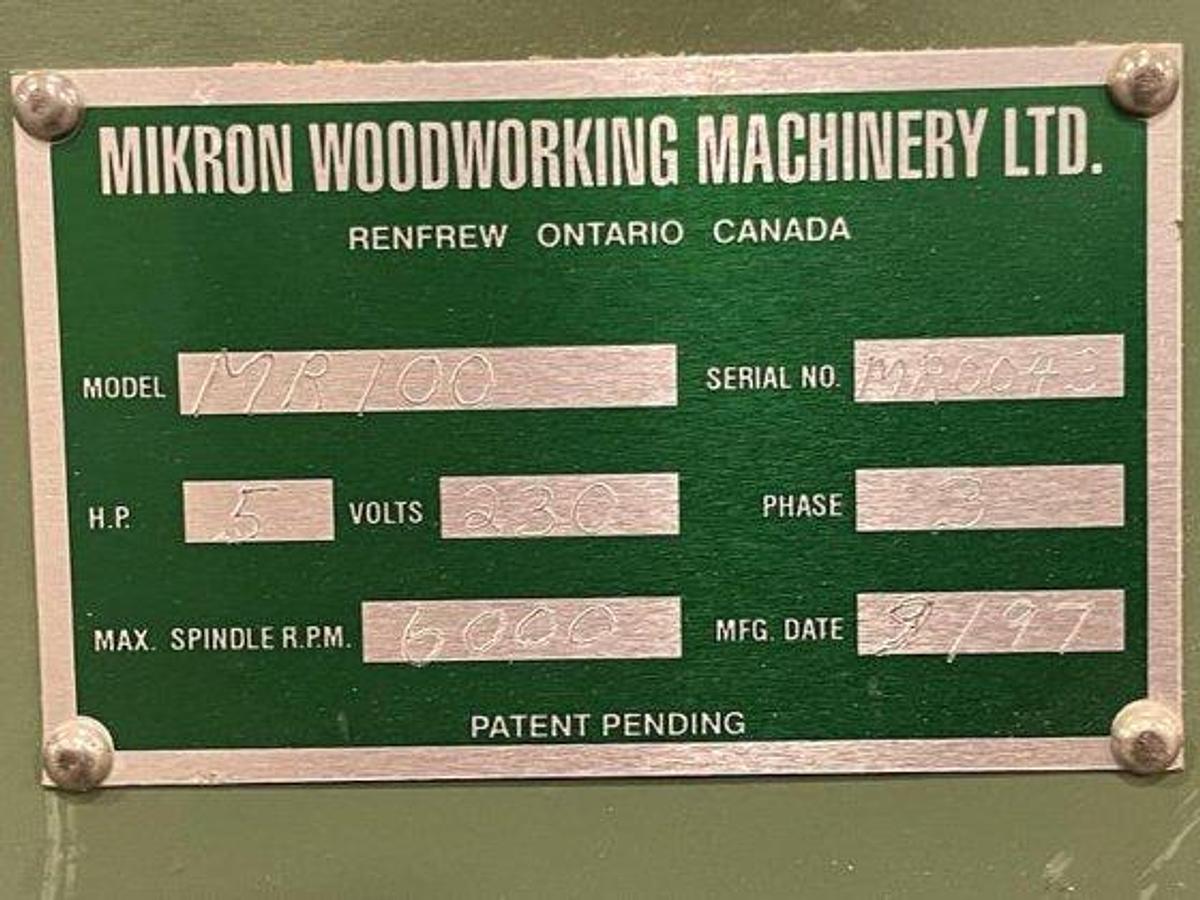 Used Mikron Multi Moulder MR100 645, 1997, 5HP, 3PH, 6" Width x 7" Thickness Capacity