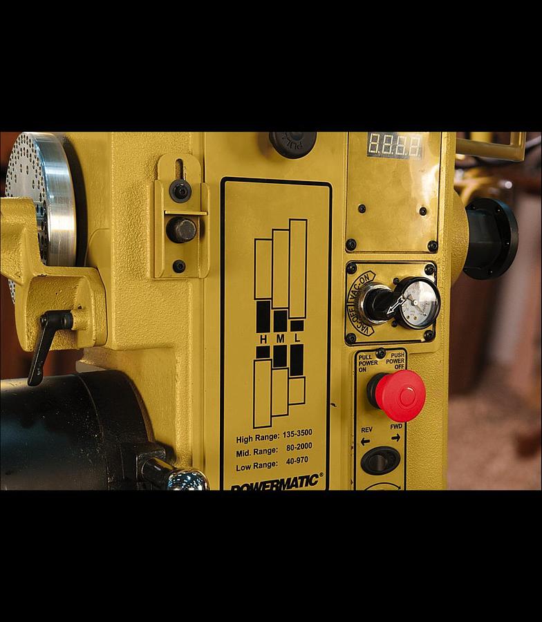 Used Powermatic 4224B Lathe with Lamp Kit 1794224K, 3HP, 220V, 1PH, 24 x 42 Capacity