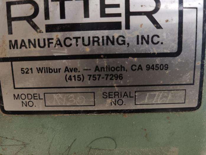 Used Ritter R130 Horizontal Single Spindle Boring Machine, 1HP, 1PH, Cleaned, Checked