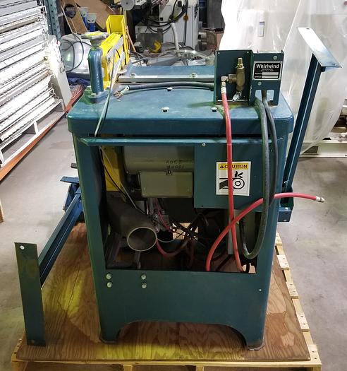 Used Whirlwind 1000R, 2 x 6 Inch Capacity, 4ft Roller Table, 4ft Whirlwind stop, 5HP, 1PH, Very Good Cond.