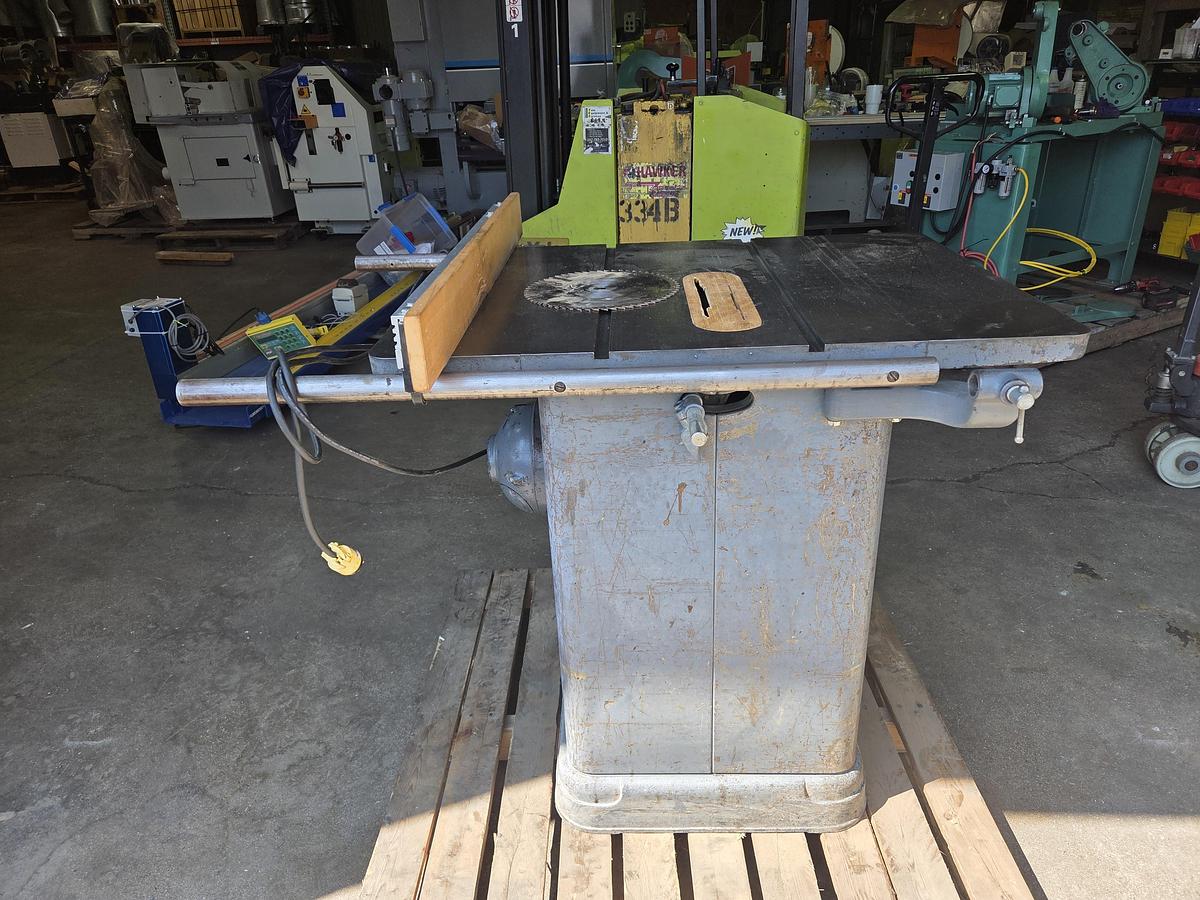 Used Delta / Rockwell 10" Blade Cap Unisaw, Round Tube Rails and Fence, 1PH, Bad Motor, For parts or repair