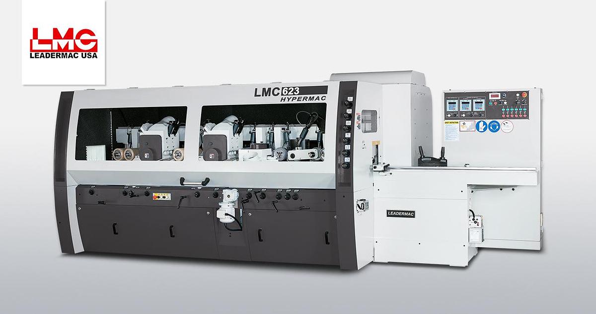 Leadermac LMC623 9", 6-Head Heavy-Duty Jointed Moulder, 33 to 300FPM Feed Rate, 25HP Heads