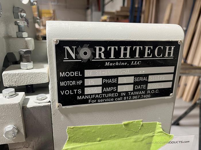 Used Northtech 24" Helical Head Planer, 15HP 230V, 3PH, Model 24-15HCVSXL, 7.8" Thickness Capacity
