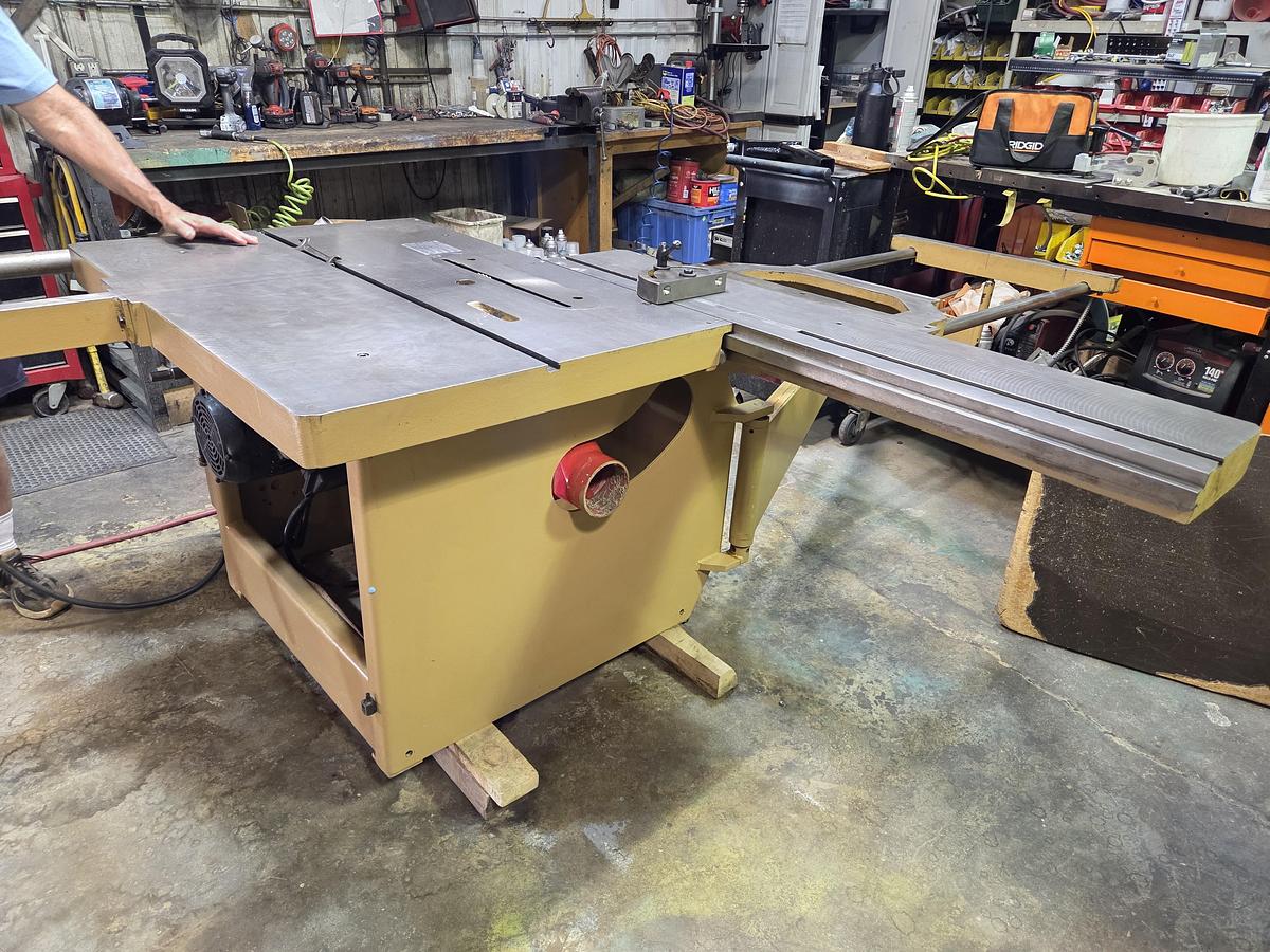 Used Rockwell/ L'invincible, Short Stroke 5' Sliding Table Saw - Model SI 15F, 7.5HP, 3PH, Scoring