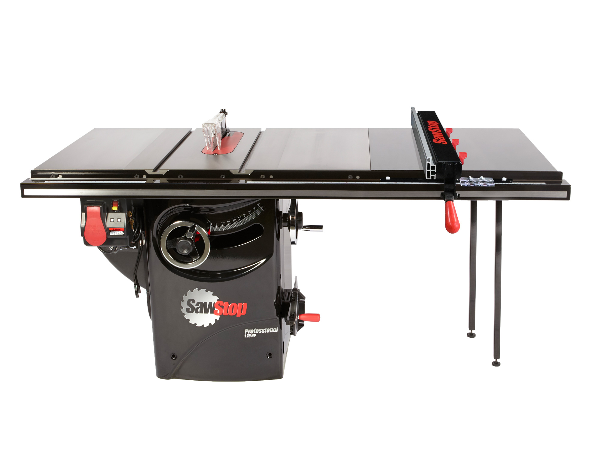 SawStop Professional Cabinet Saw 1.75HP 1PH 115 Volt Cabinet Saw with 36" extension table T-Glide Advance Rip Fence and Rails