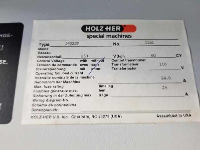 Used Holz-Her 1402 SF Edgebander, Parts Machine, parts missing or broken