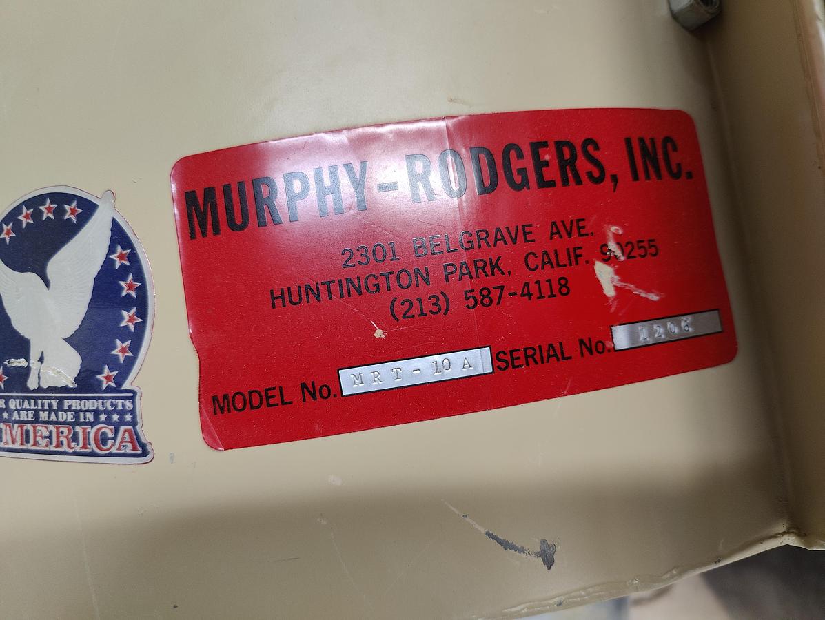 Used Murphy Rodgers MRT-10A, 7.5HP Dust Collector, Plenum, Bags, 3PH