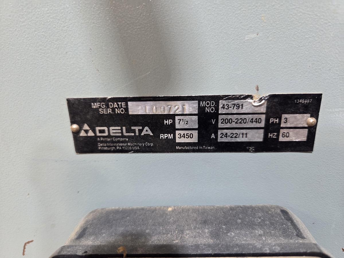 Used Delta 43-791 Heavy Duty Shaper, 7.5HP, 3PH Motor