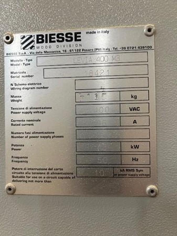 Used Biesse Artech Levia 400, 53" 3 Head Electronic Sectioned Pad Veneer / Finishing Sander, 3PH, Belt Cleaner, Outgoing Panel Cleaning - Brush / Air