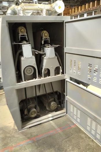 Used Boarke 37" 2 Head Widebelt Sander, Drum, Drum/Platen - 3 1/8", 20HP / 15HP Heads, 230V, 3PH