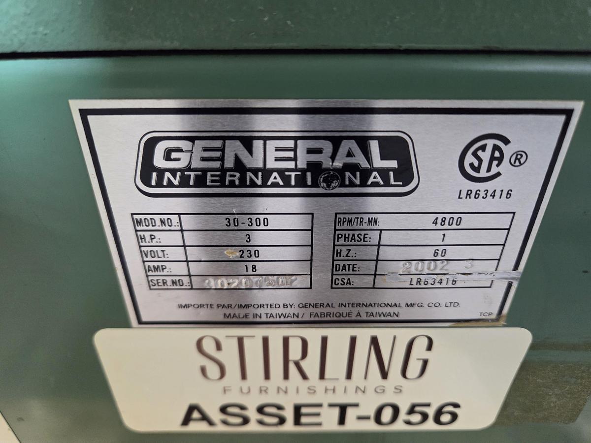 Used General International 20" Straight Knife Planer, 5HP, 230V, 1PH, 2002, Cleaned, Checked