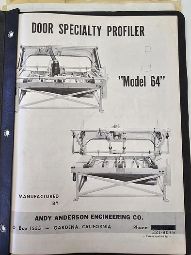 Used Anderson Specialty Door Profiler Model 64, 
