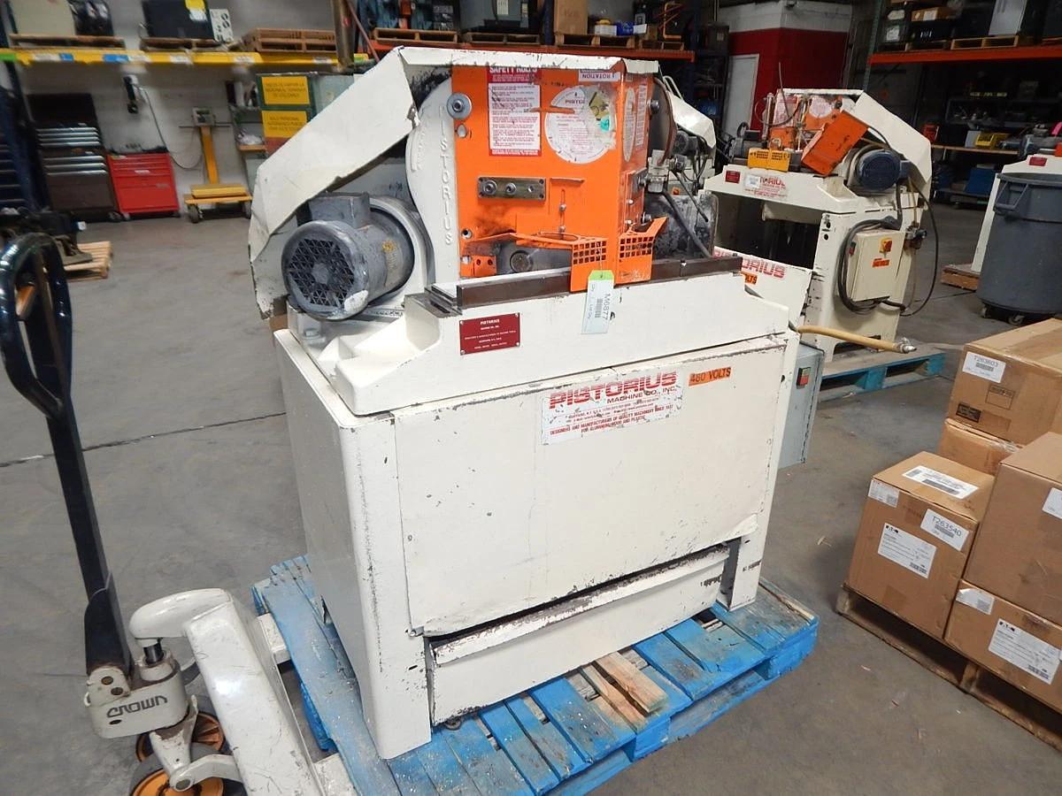 Used Pistorius MN-200 Double Miter Saw, 12" Blade Cap. 2 5/8" x 3 5/16" Cutting Cap., Good Running Condition