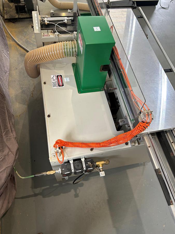 Used Fletcher EZ Door Raised Panel Door Machine, 5 Piece Door in Minutes, 10HP, 3PH, 1 1/4" Arbor, 62" Travel Length of Table, Only 50 Hrs on Machine