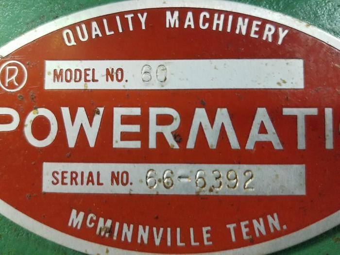 Refurbished Powermatic 60, Green USA Made Jointer, New head bearings, New belts, Cleaned, Checked.