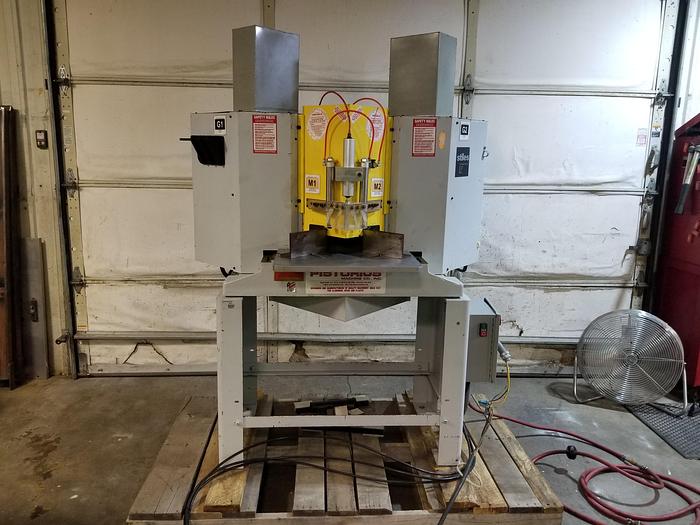 Used Pistorius MN-302S, 14" Toe Kick / Notching Saw, 5 1/4" x 5 1/4" x 5 1/4"High Cut Capacity Rail Style Heads, Reconditioned, 3PH