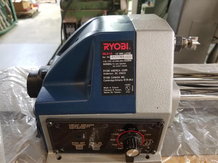 Used Ryobi ML618 Mini Lathe, 115V, 1PH, 2001, Great Cond., Low, No Use