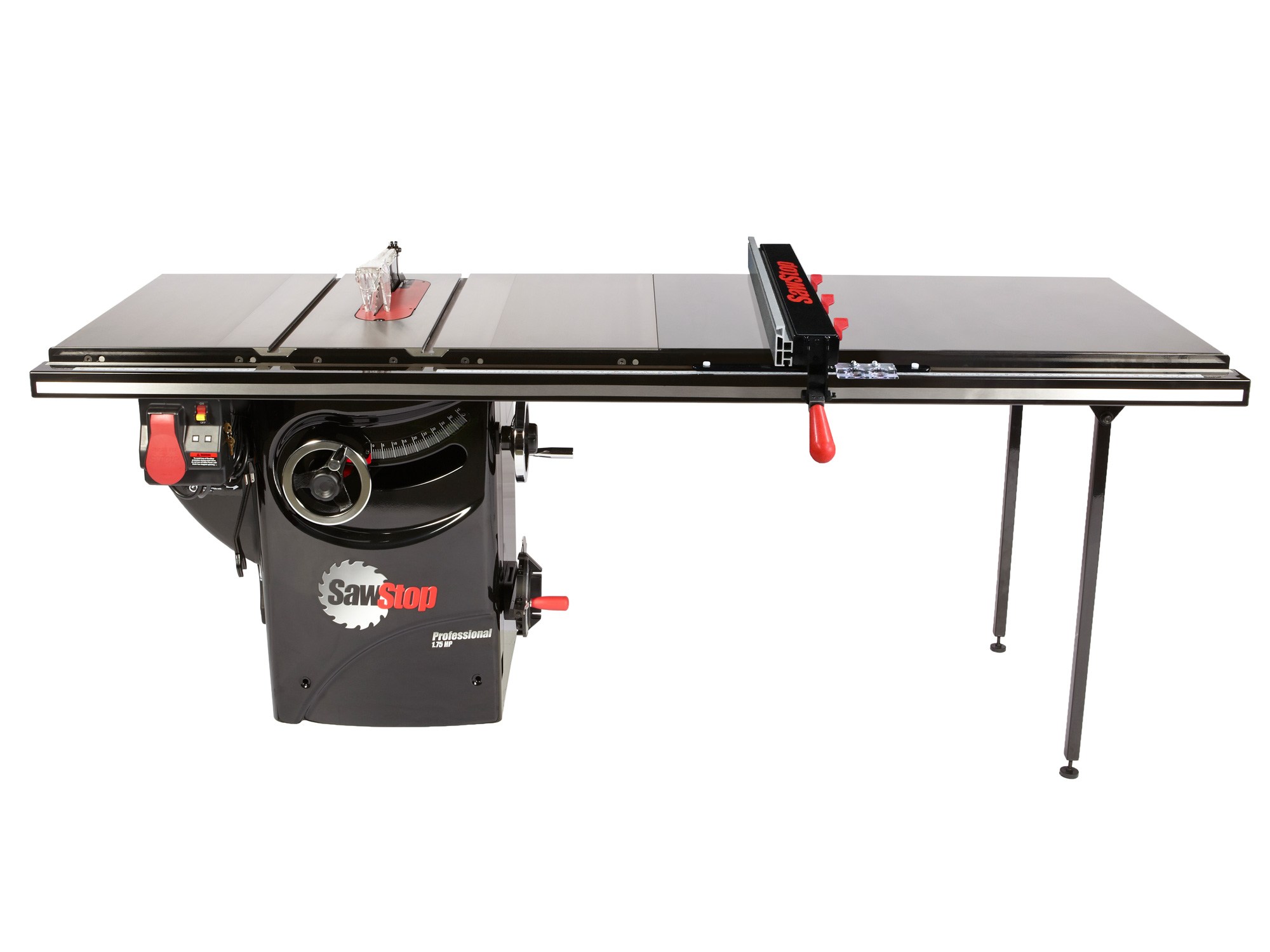 SawStop Professional Cabinet Saw 1.75HP 1PH 115 Volt Cabinet Saw with 52" extension table T-Glide Advance Rip Fence and Rails