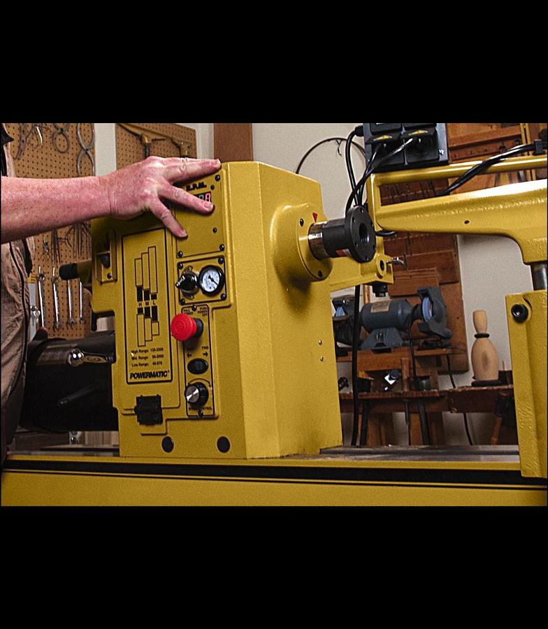 Used Powermatic 4224B Lathe with Lamp Kit 1794224K, 3HP, 220V, 1PH, 24 x 42 Capacity