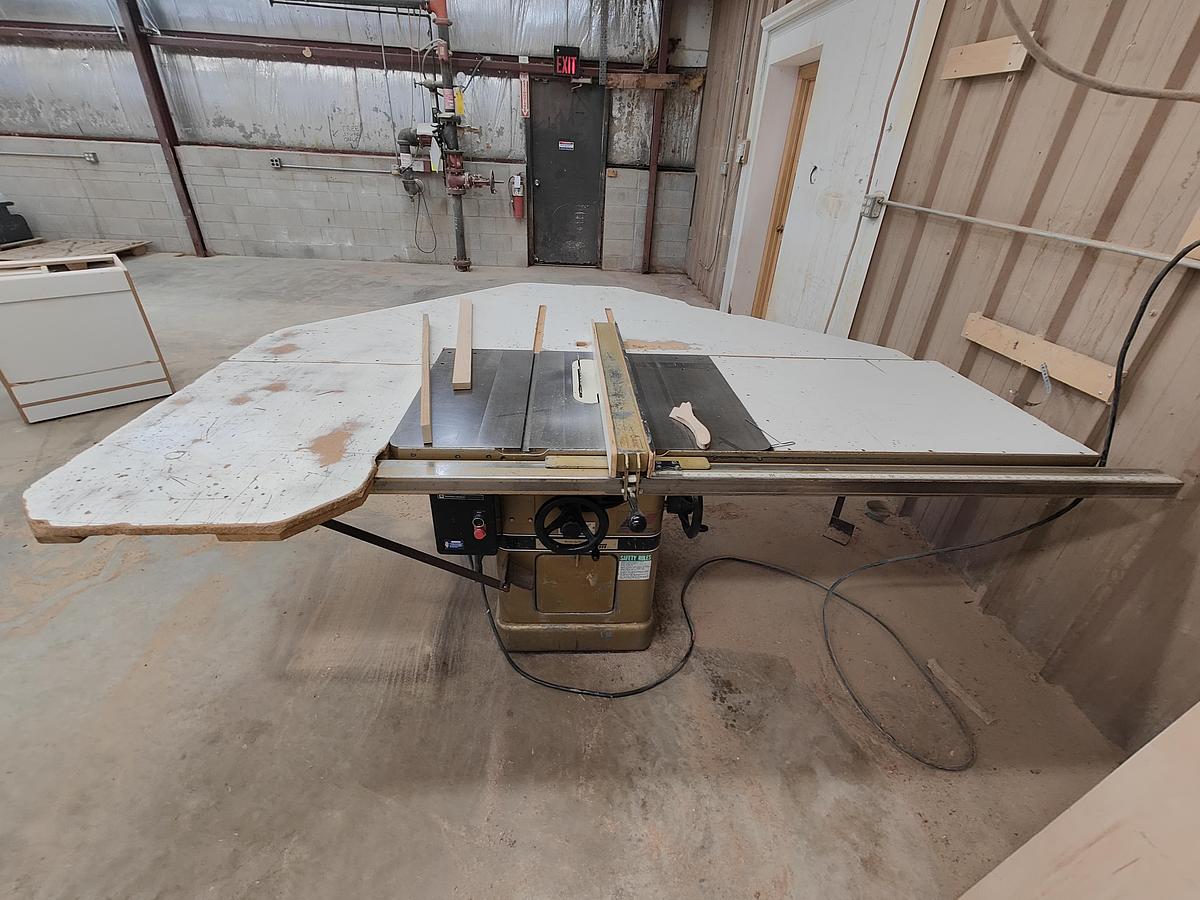 Used Powermatic 66 10 Inch Capacity Table Saw with 52 Inch Fence, 1988, 5HP, 3PH, 230V, Cleaned, Checked, New Belts