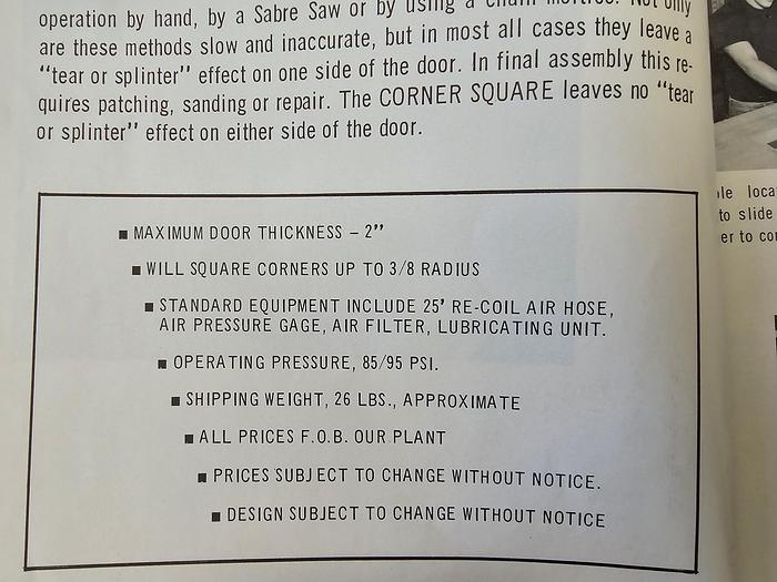 Used Anderson Specialty Door Profiler Model 64, 