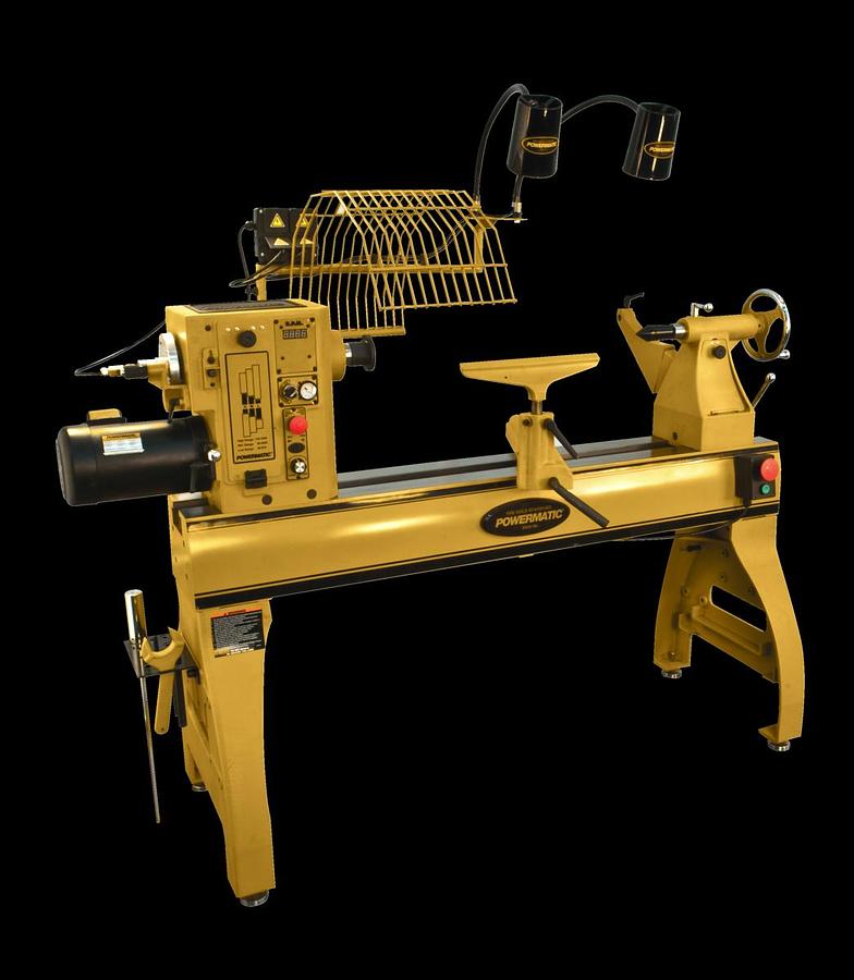 Used Powermatic 4224B Lathe with Lamp Kit 1794224K, 3HP, 220V, 1PH, 24 x 42 Capacity