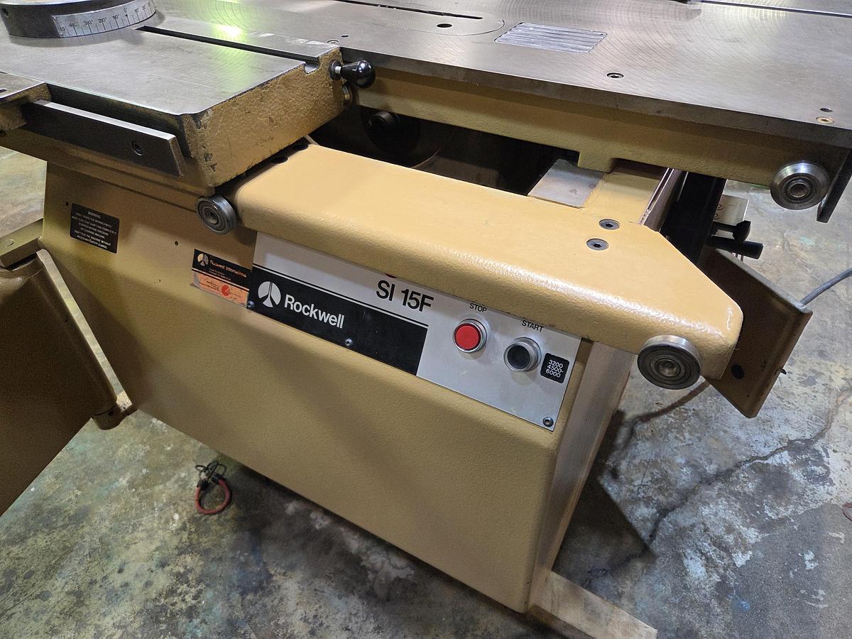 Used Rockwell/ L'invincible, Short Stroke 5' Sliding Table Saw - Model SI 15F, 7.5HP, 3PH, Scoring