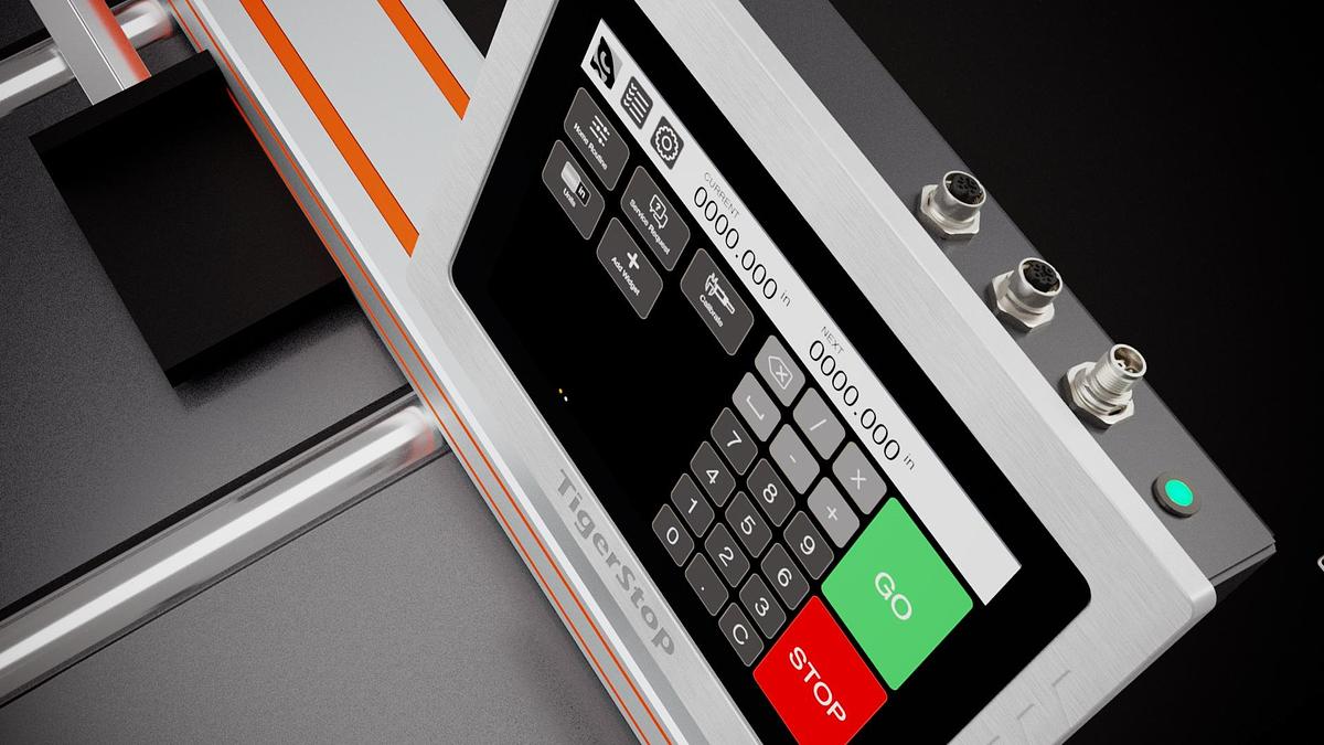 TigerStop 10’ 110V Automated Stop Positioner and Material Pusher with Table Package TS10-PKG