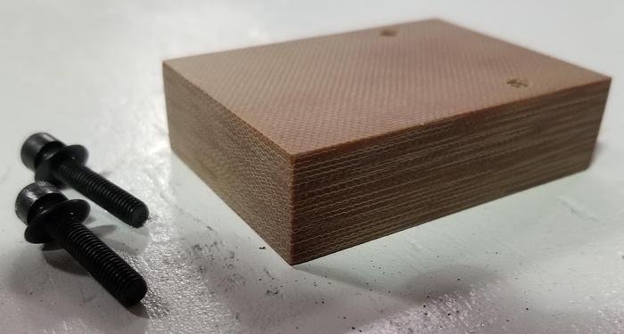 Pistorius 2.75" x 2" x .75" Phenolic Fence Block with 2 tapped holes, includes Mounting Hardware