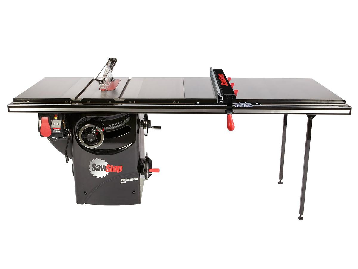 SawStop Professional Cabinet Saw 3HP 1PH 230 Volt Cabinet Saw with 52" extension table T-Glide Advance Rip Fence and Rails