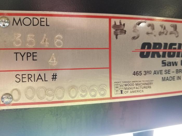 Used THE ORIGINAL SAW CO. RADIAL ARM SAW, MODEL 3546, 18" THROW, 16" BLADE