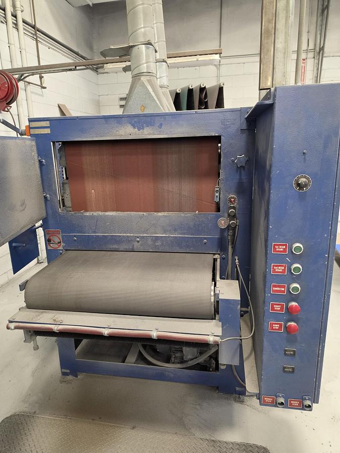 Used Burlington 2 Head Contact Drum Metal Sander W/ wet dust collector.