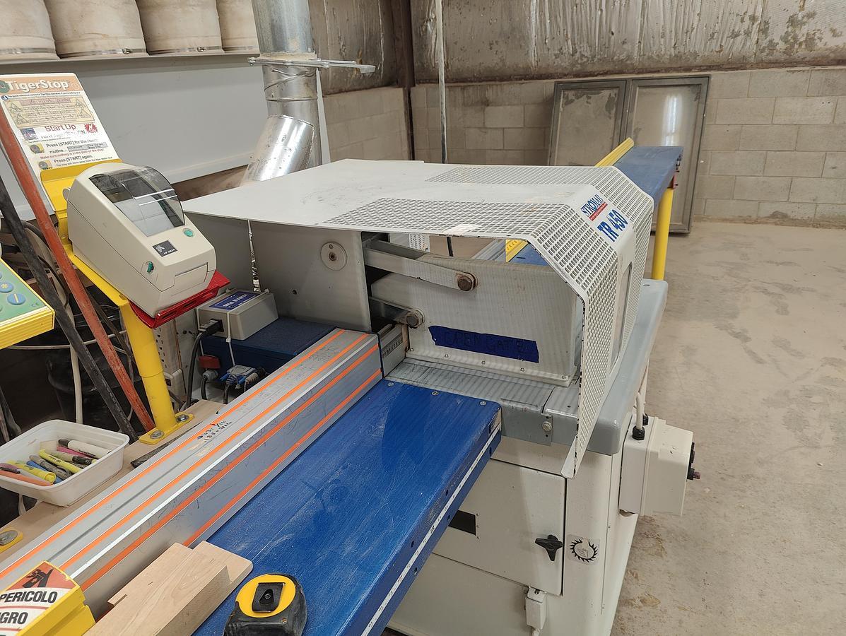 Used Stromab TR450 Upcut Saw With Tigerstop TS10 Digital Stop w/optimizing