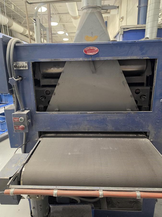 Used Burlington 2 Head Contact Drum Metal Sander W/ wet dust collector.