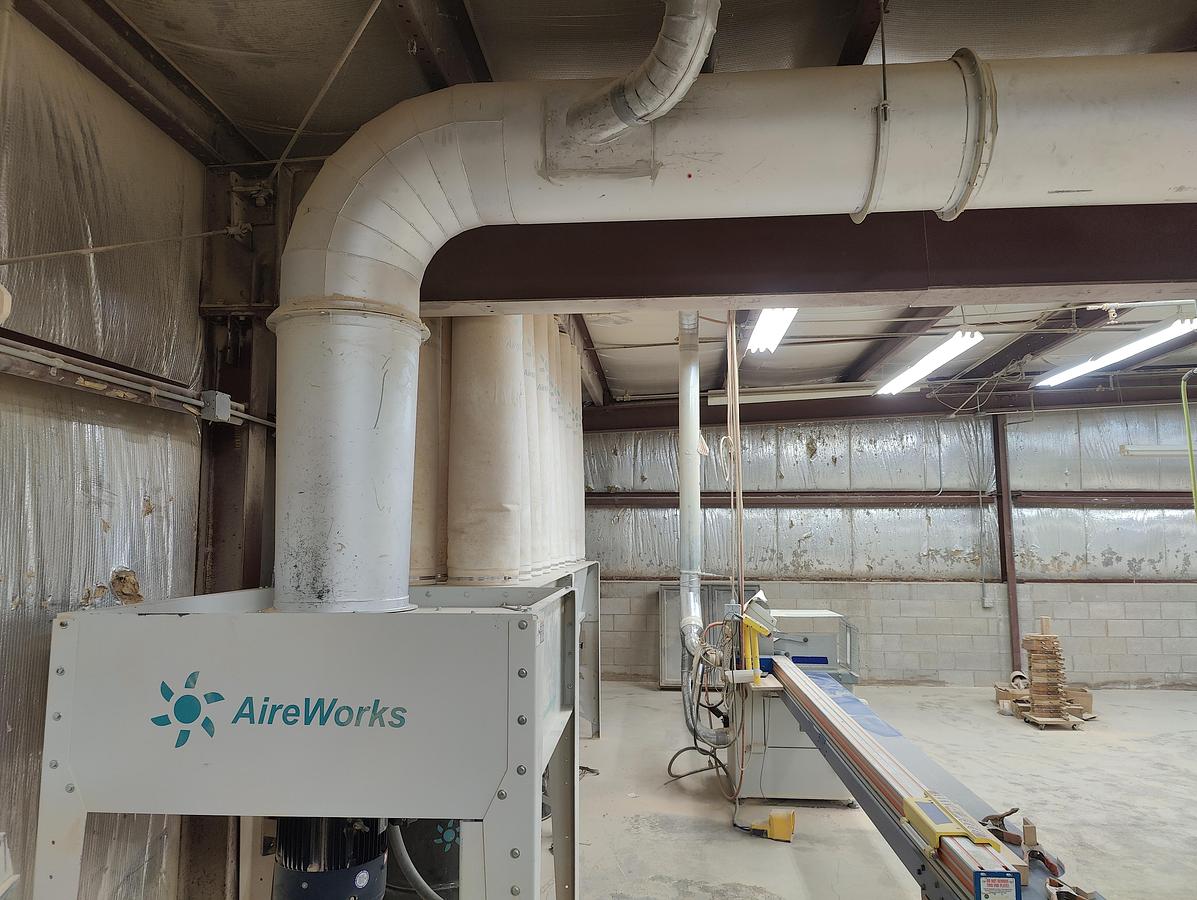 Used Aireworks FX-25-8000 Dust Collector, 2002, 25HP, 8,000 CFM, 20 Upper Filter Bags, 5 Lower Collection Bags, Low Ceiling Model, Cleaned, Checked