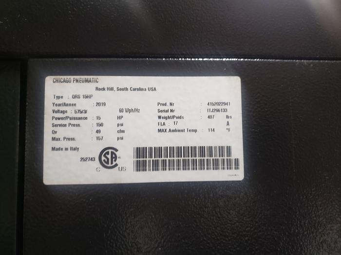 Used 15 HP Rotary Screw Air Compressor with Dryer