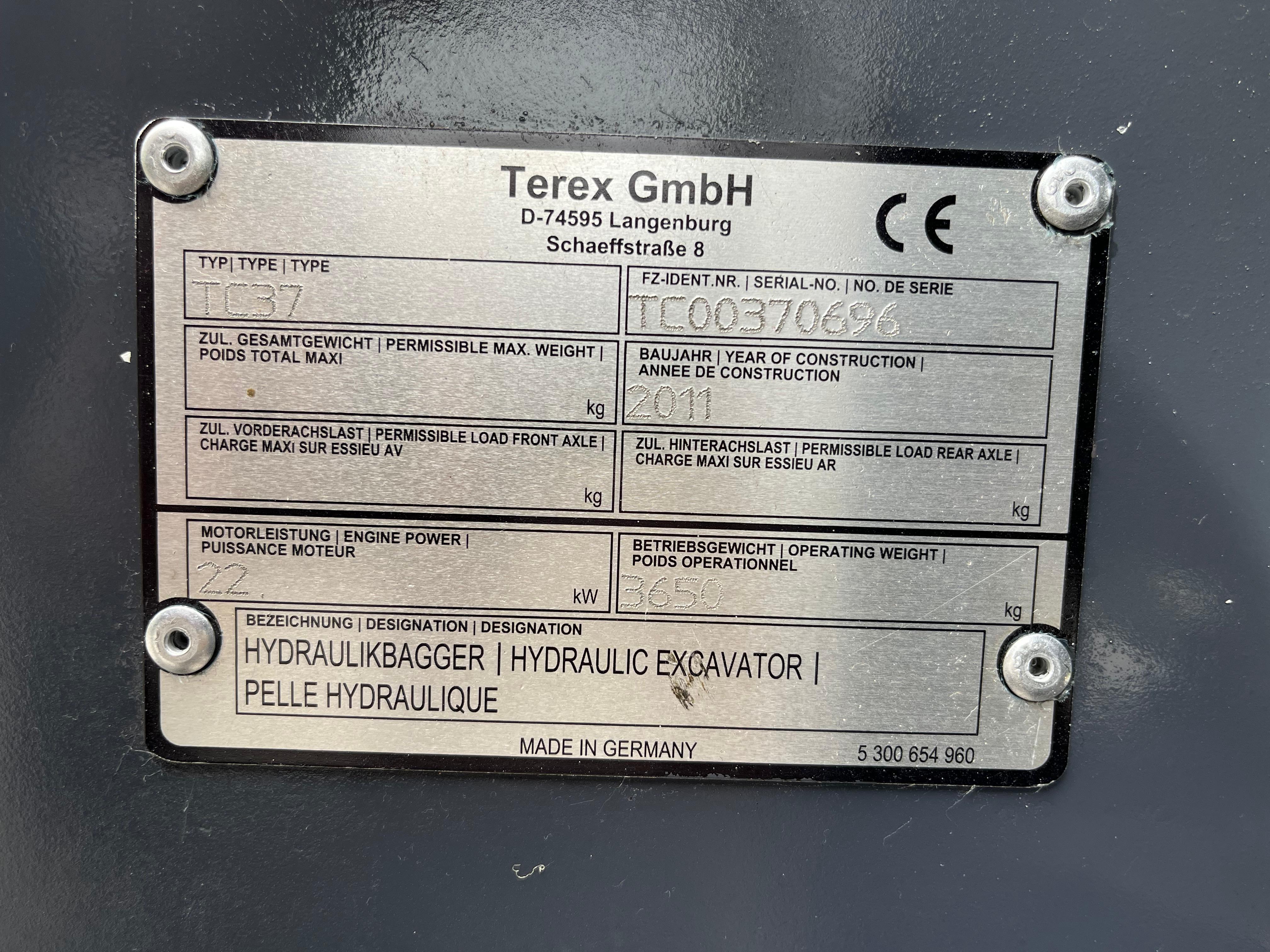 Gebraucht Terex TC 37 inkl. Humusschaufel, Tieflöffel