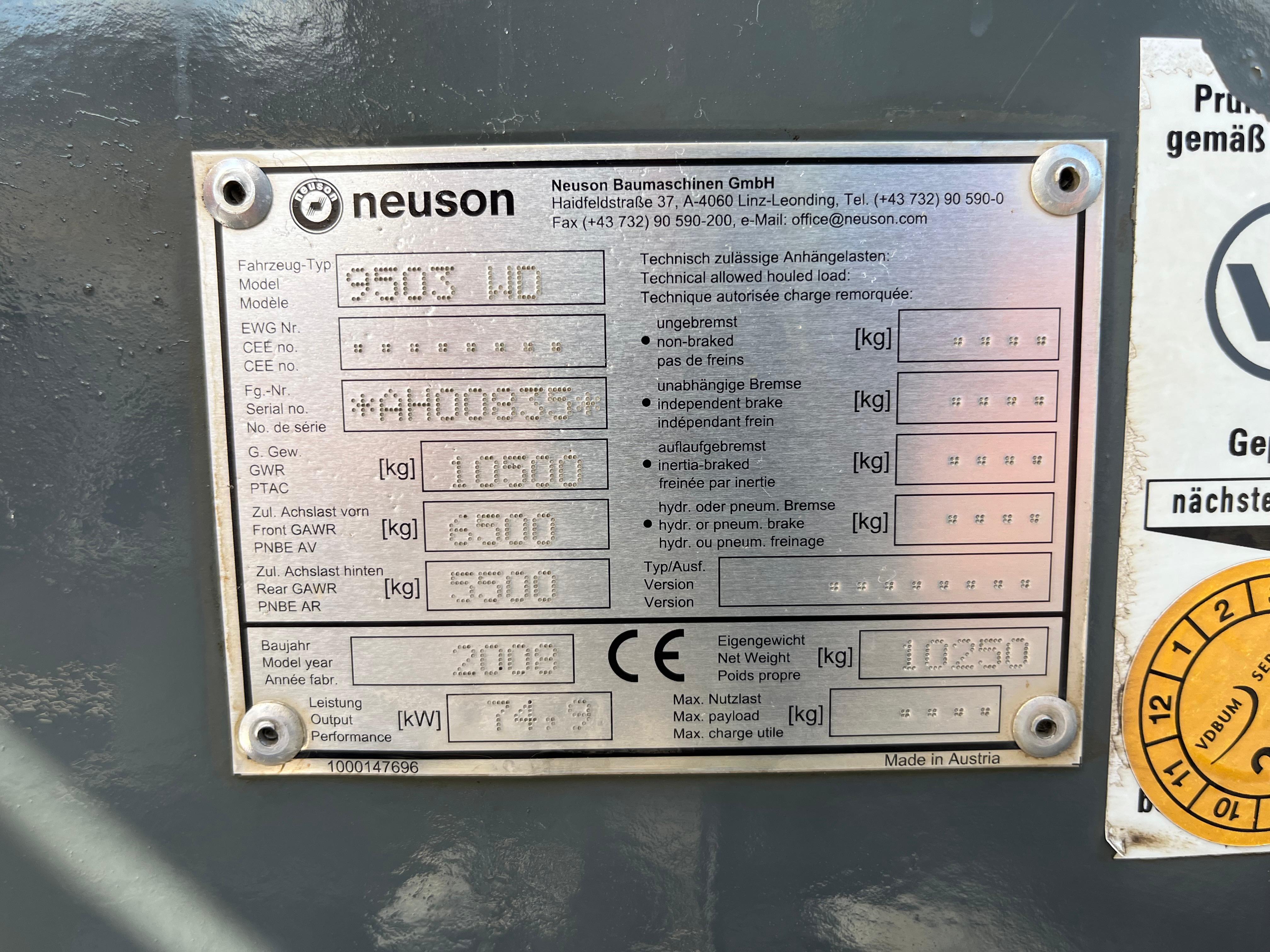 Gebraucht Neuson 9503**Schild und Pratzen**SW, Sortiergreifer, HS, 4x TL**