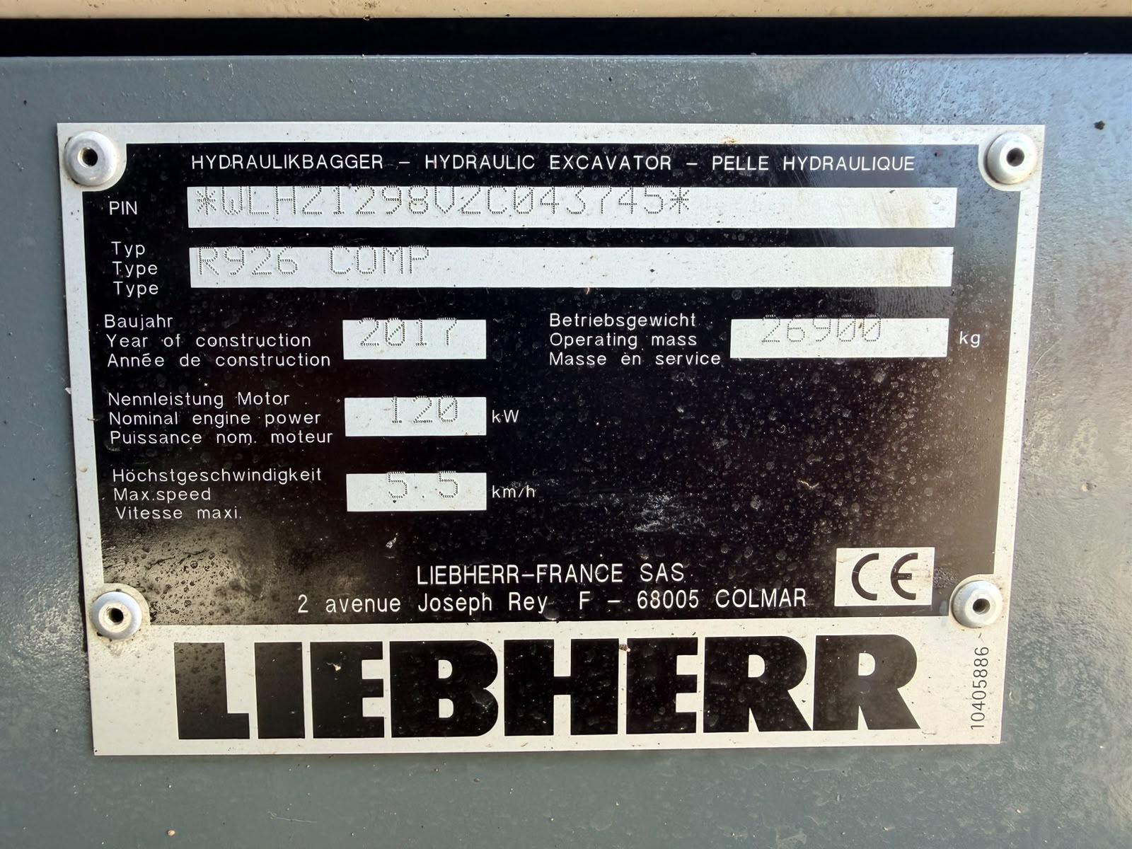Gebraucht LIEBHERR R926*ZSA*SW OilQiuck70/55*8.226 h*