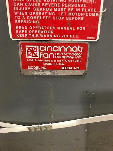 Used CINNCINNATI FAN TRIM BLOWER 2HP MOTOR