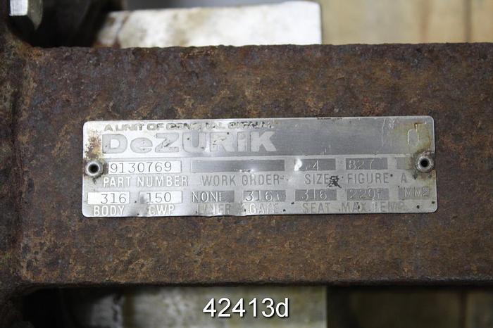 Used Dezurik 9130769 4" Hand Operated Knife Gate Valve #42413