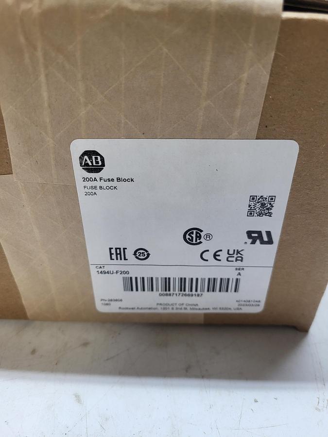 Allen-Bradley 200A Fuse Block 1494-F200 Ser.A New! Sealed Box!