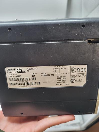 Used Allen-Bradley Control Logix 1756-PA72 Ser.B w/Card Slots