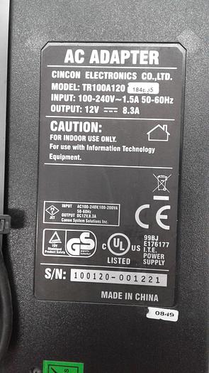 Used Cincon Electronics AC adapter TR100A120 184E35