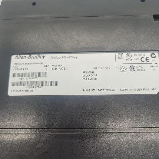 Used Allen-Bradley Control Logix AC Power Supply 1756-PA72 Ser.C
